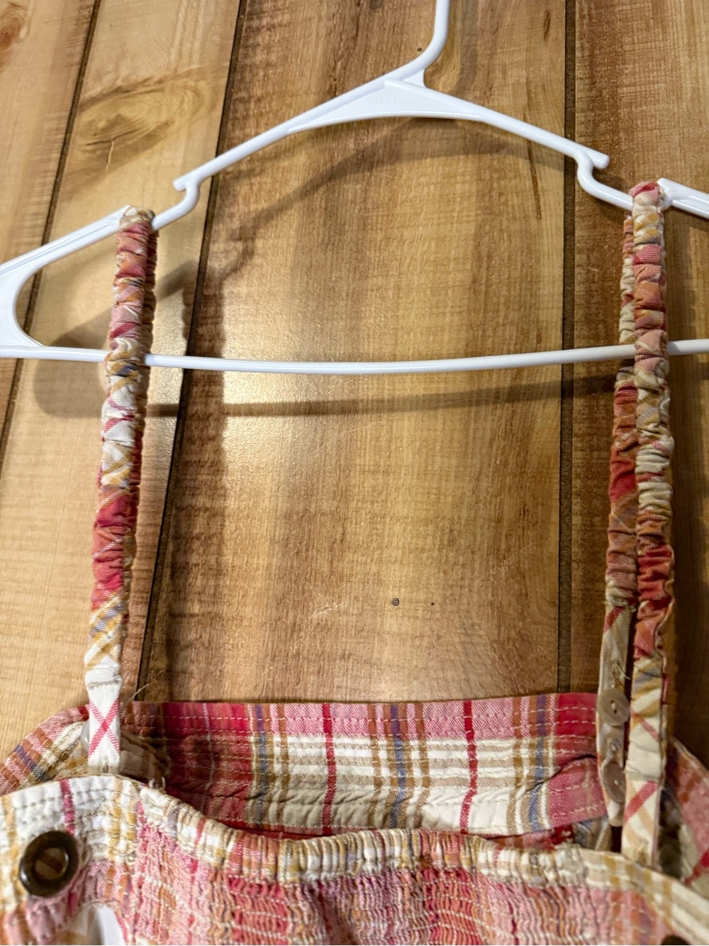Free People Pink Plaid Spaghetti-Strap Midi Dress Vintage 100% Cotton - Picture 14 of 16